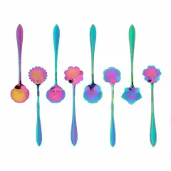 Kitcheniva Magic Floral Stainless Steel Tableware Coffee Spoon Set 8 Pcs Rainbow