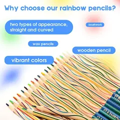 60 Pieces Rainbow Colored Pencils, 4 Color in 1 Rainbow Pencils for Kids, Assorted Colors for Drawing Coloring Sketching Pencils for Drawing Stationery, Kids Gifts, Bulk, Pre-sharpened