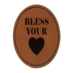 Bless Your Heart Southern Round Iron-On Engraved Faux Leather Patch Applique - 2.5" Brown