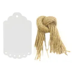 Wrapables 20 Gift Tags/Kraft Scalloped Edge Hang Tags with Free Cut Strings, Large, White