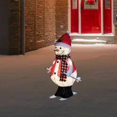 Northlight LED Lighted Animated Skiing Snowman Outdoor Christmas Figure - 24" White