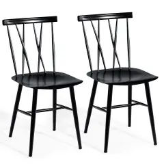 Set of 2 Armless Cross Back Kitchen Dining Side Chairs