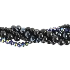 Crystal Lane DIY Black Tulip Twisted Glass & Pearls Beads, 5 Strands
