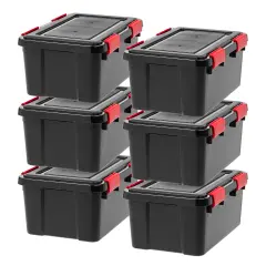 IRIS USA WeatherPro&trade; Bin Tote Organizing Container, Black/Red