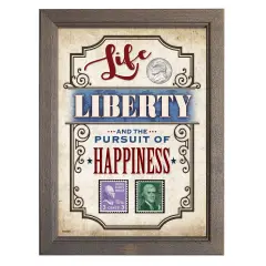 Life, Liberty And The Pursuit Of Happiness Thomas Jefferson Coin And Stamp Frame