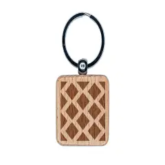 Diamond Zig Zag Pattern Background Engraved Wood Square Keychain Tag Charm