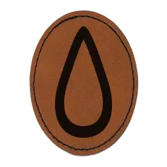 Hydrate Tracker Water Drop Outline Round Iron-On Engraved Faux Leather Patch Applique - 2.5" Brown