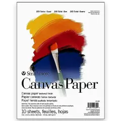10 Sheets Canvas Paper, Tape Bound Pad, 9x12 inches,(115lb/187g) - Artist Paper for Adults and Students - Oil Paint, Acrylic Paint, Mixed Media, Art Journaling