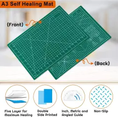 Self Healing Sewing Mat, 12inch x 18inch Rotary Cutting Mat Double Sided 5-Ply Craft Cutting Board for Sewing Crafts Hobby Fabric Precision Scrapbooking Project