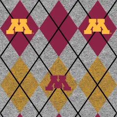 Sykel Enterprises-University of Minnesota Fleece Fabric-Minnesota Golden Gophers Heather Argyle Fleece Blanket Fabric-Sold by the yard