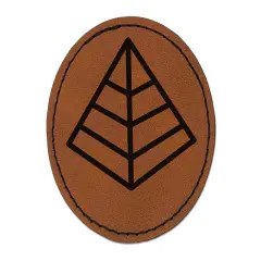 Pyramid Egypt Outline Round Iron-On Engraved Faux Leather Patch Applique - 2.5" Brown