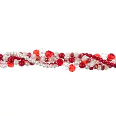Crystal Lane DIY Red and White Twisted Glass & Pearls Beads, 5 Strands