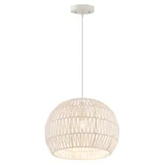 Round Farmhouse Rattan Pendant Lights with Adjustable Hanging Rope