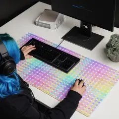 Pastel Rainbow Plaid desk / sewing mat