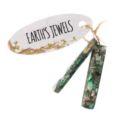 Earth's Jewels Semi-Precious 10x46mm Synthetic Imperial Jasper Green Rectangle Pendants, 2pcs