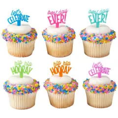 Celebratory Sayings DecoPics&reg; Cupcake Decoration, 12ct