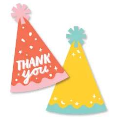 Big Dot of Happiness Party Time - Shaped Thank You Cards - Happy Birthday Party Thank You Note Cards with Envelopes - Set of 12