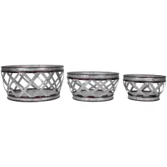 Northlight Set of 3 Metal Woven Nesting Baskets 12.5" Silver