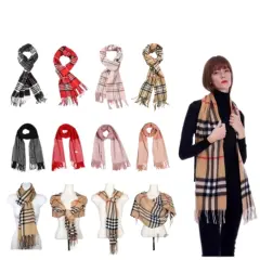 Kitcheniva Plaid Wool Soft Cashmere Winter Scarf Unisex Plaid-red