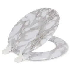 J&V Textiles Round Toilet Seat With Easy Clean & Change Hinge Gray