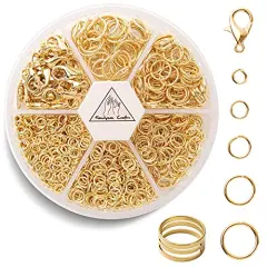 1000 Pieces Jump Rings Kit With Open Jump Rings 40PCS 12mm Lobster Clasps and Jump Rings Opener for Jewelry Making Keychains and Necklace Repair (Gold)