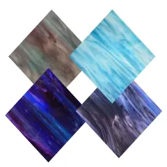Wissmach 4 Sheet Mixed Color Variety Stained Glass Pack, Purple/Blue