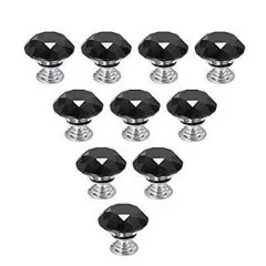 KItcheniva 10-Pcs Crystal Glass Cabinet Knob Black
