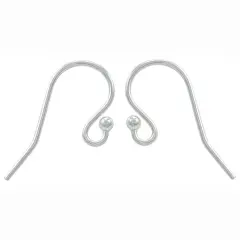 JewelrySupply Sterling Silver Fish Hook Earring Wires with 2mm Bead (1 Pair of Sterling Silver Earrings)