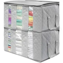Sorbus Foldable Storage Bag Organizers with 3 divided sections (2 Pack) Gray