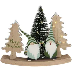 Northlight LED Lighted Gnomes and "Merry Christmas"with Trees Decoration - 6.5" Green