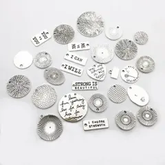 30 Pieces Inspiration Words Charms Craft Supplies Mixed Pendants Beads Charms Pendants for Crafting, Jewelry Findings Making Accessory for DIY Necklace Bracelet (M044)