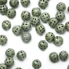 6 Packs of 6mm x 6mm Round Filigree Metal Beads 8 Inch Strand