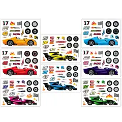 Wrapables Make Your Own Sticker Sheets, DIY Make a Face Animal, Food, Party Favor Stickers (24 Sheets) Sports Cars