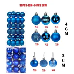 Kitcheniva Shatterproof Christmas Balls 60 Pcs Blue