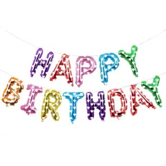 Happy Birthday Balloons Banner for Self-Inflating Party Decoration Multicolor hearts