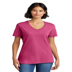 Port & Company&reg; Ladies Core Cotton V Neck Short Sleeve Tee Sangria