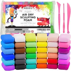 36 Color Air Dry Foam Clay for Sculpting and Cosplay Set - Ultralight, Soft, and Pliable Air Dry Modeling Clay Clay Foam for All Ages - Safe and No Baking Required
