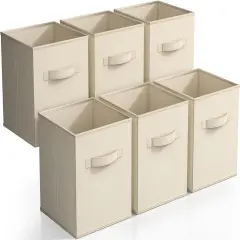 Sorbus Fabric Collapsible Cube Storage Bins Set (6 Pack) Beige