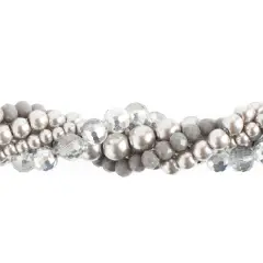 Crystal Lane DIY Dusty Miller Twisted Glass & Pearls Beads, 5 Strands