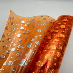 Orange Holographic Heart Clear Vinyl