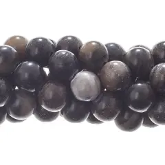 Earth's Jewel Semi-Precious Black Line Natural Round Strung Bead