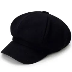 Kitcheniva Cabbie Peaked Beret Cap Black