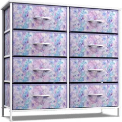 Sorbus Extra Wide Dresser Organizer With 8 Drawers - Large Storage Furniture for Bedroom, Hallway, Living Room, Nursery & Closet Tie dye purple