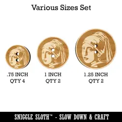 Girl with a Pearl Earring Painting by Johannes Vermeer Wood Buttons for Sewing Knitting Crochet DIY Craft