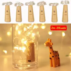 10-Pack Wine Bottle Cork Lights - 20 LED Battery-Operated String Lights Warm white
