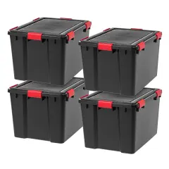 IRIS 4 Pack 74 Quart WeatherPro&trade; Plastic Storage Bin Tote Organizing Container with Durable Lid and Seal and Secure Latching Buckles