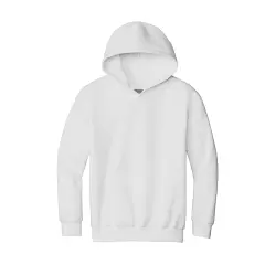 Port & Company&reg; Youth Core Fleece Pullover Hooded Turtle Neck Long Sleeve Sweatshirt White