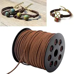 3 mm x100 Yards Coffee Suede Cord Suede Lace Faux Leather Cord with Roll Spool for Bracelet Necklace Beading DIY Handmade Crafts