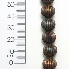 6 Packs of 12mm x 12mm Round Pleated Metal Beads 8 Inch Strand