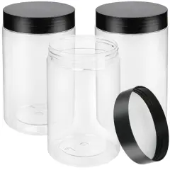 3PC Clear Large Plastic Jars Sample Container